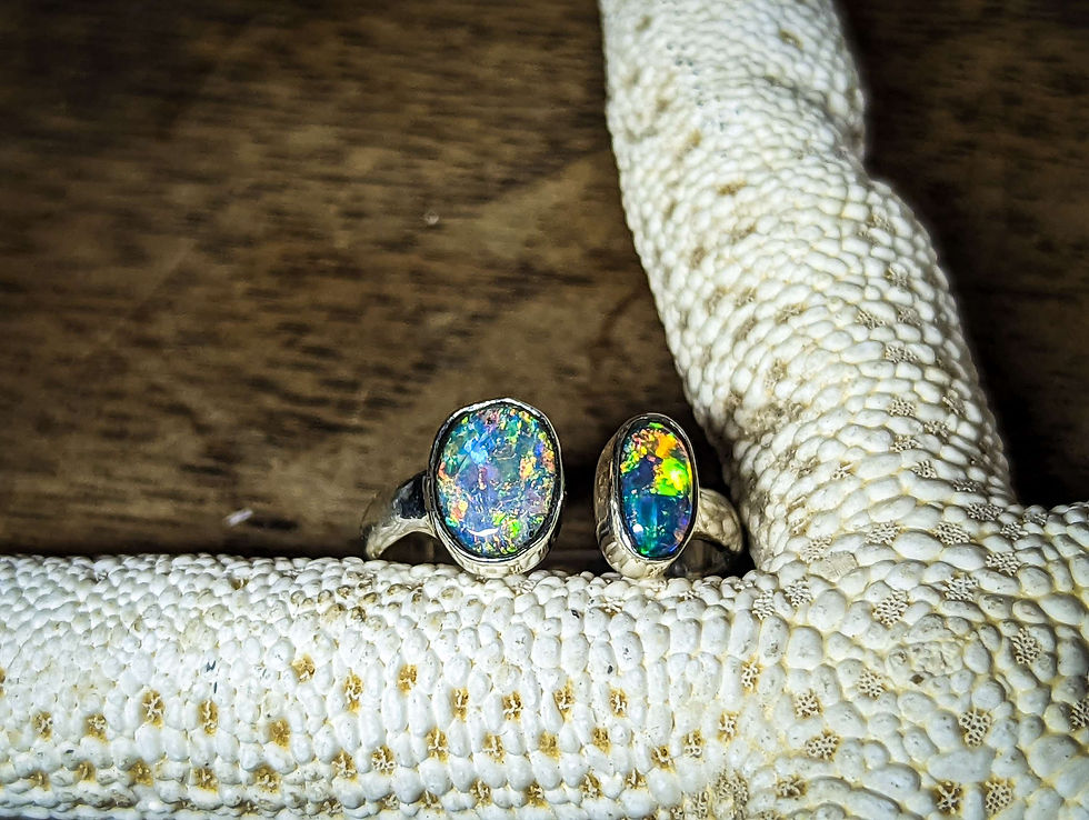 Miniature : Bague ouverte opales d'Australie argent 925, taille 52 FR, 6 US