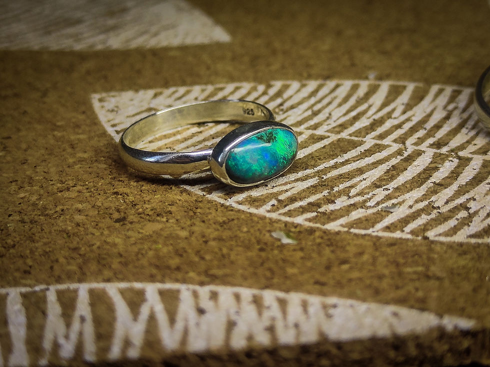 Miniature : Bague opale crystal d'Australie argent 925, taille 52 FR, 6 US, style minimalist