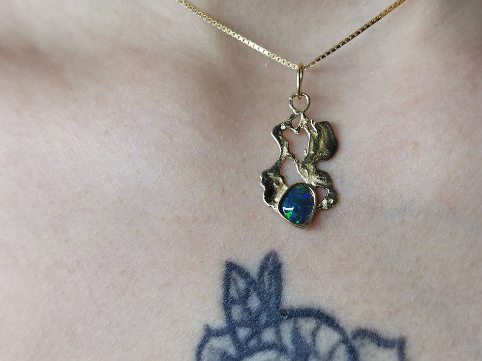 Miniature : Superbe pendentif création unique en or 18K et déclinaisons d'opales cristal d'A