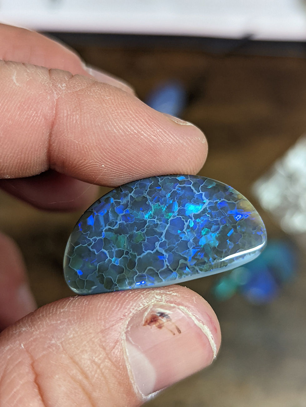 Miniature : Jolie opale noire d'Australie, Lightning Ridge, 14.1 carats