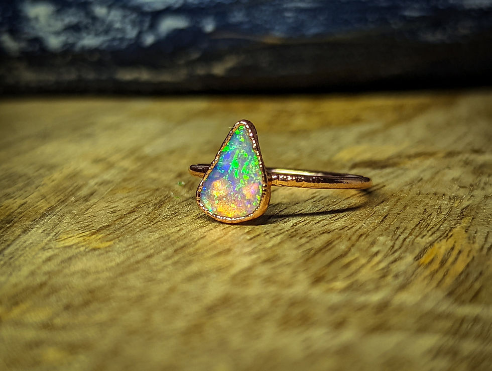 Miniature : Superbe Bague avec opale cristal d'Australie,  Taille 56 ; 7.75 US, electroforma
