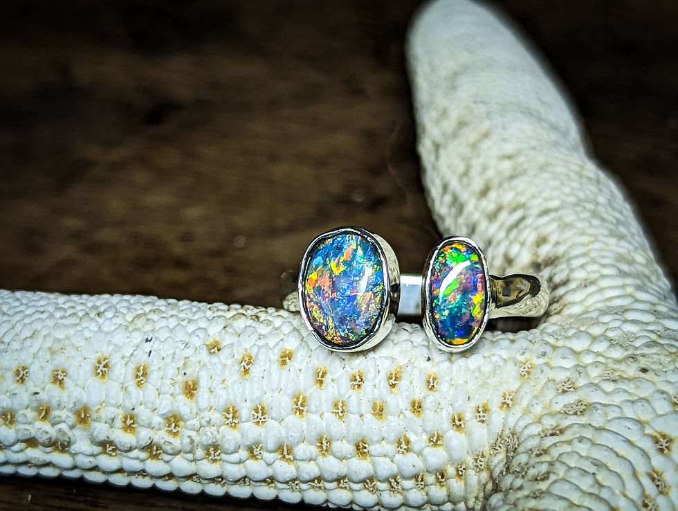 Miniature : Bague ouverte opales d'Australie argent 925, taille 52 FR, 6 US