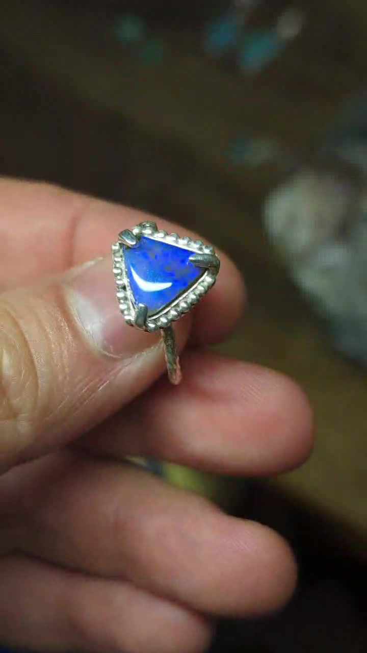 Miniature : Bague opale crystal d'Australie argent 925, taille 52 FR, 6 US
