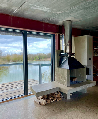 polished precast concrete fire & hearth