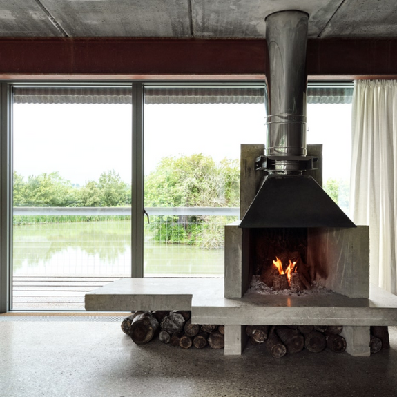 Polished concrete fireplace & hearth