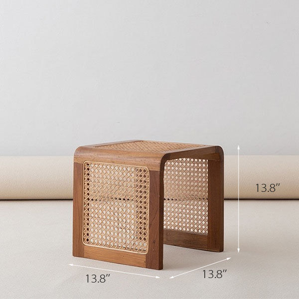 Thumbnail: Taksh Rattan Cane Teak Wood Stool