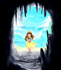 Abigail entering Conundrum Cave in Sparkle Valley