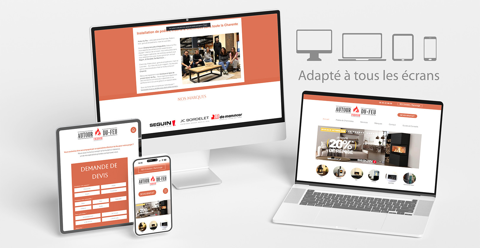 Responsive design : Adapté à tous les écrans Ordinateur / Portable / Tablette / Smartphone