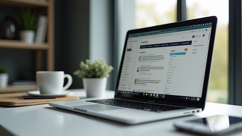 Eye-level view of a modern office desk with a laptop displaying a Wix website editor