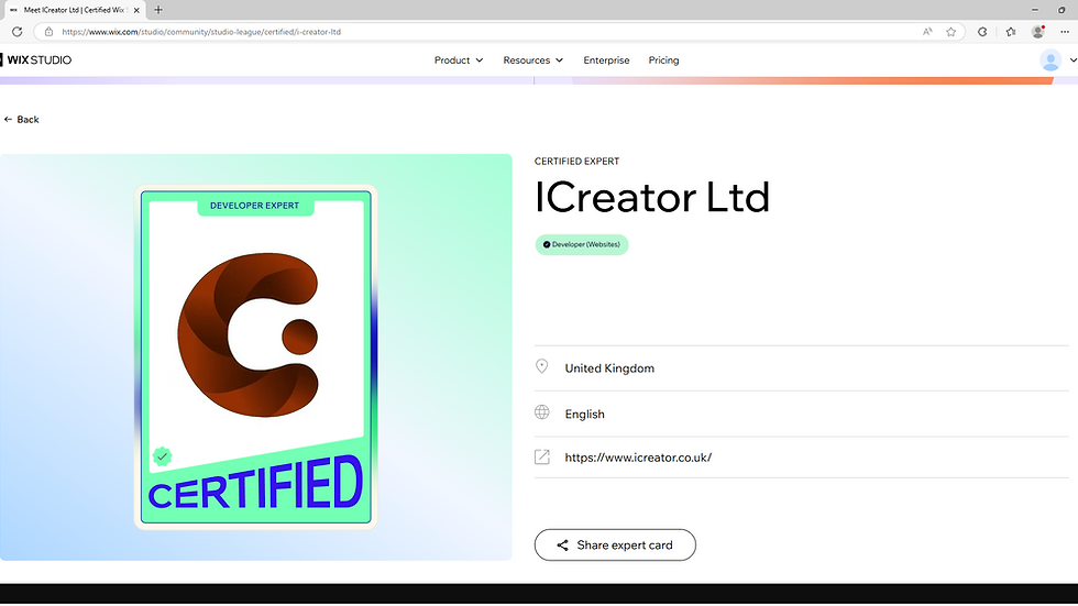 Studio League Developer Certified - WIX