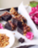 Fudgy berry brownies with pretzel crunch and dark chocolate