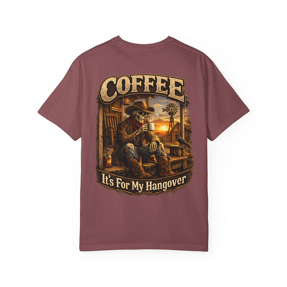 Thumbnail: Coffee Skull Cowboy T-shirt | It's For My Hangover, Western Coffee Design