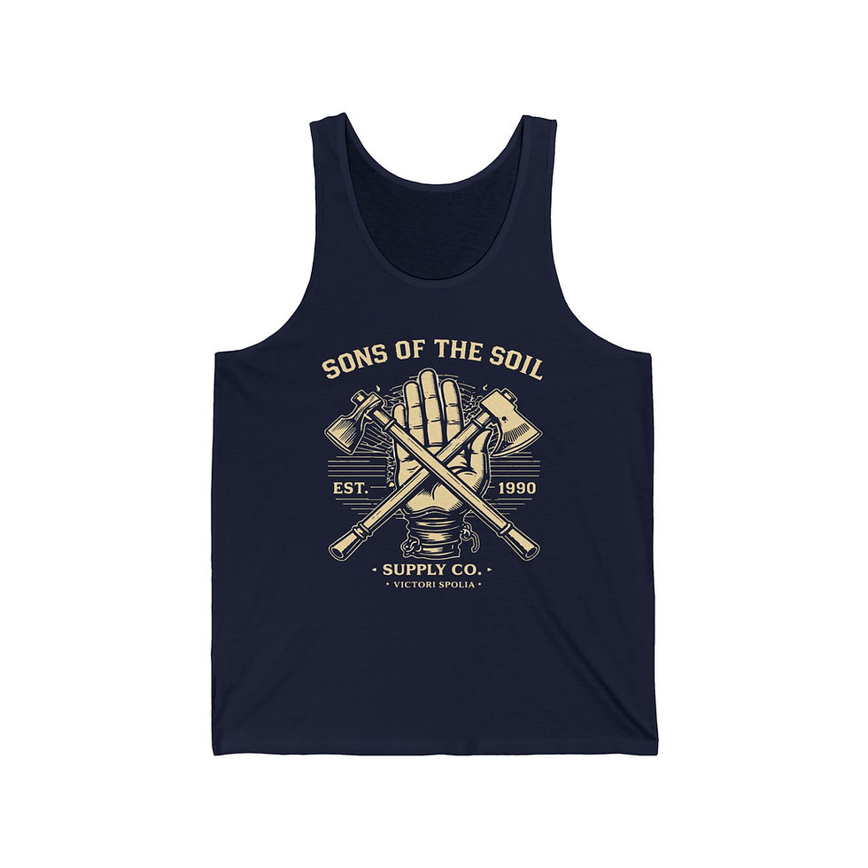 Thumbnail: Sons of the Soil Tank Top — Vintage Gardening Tools Graphic Tank