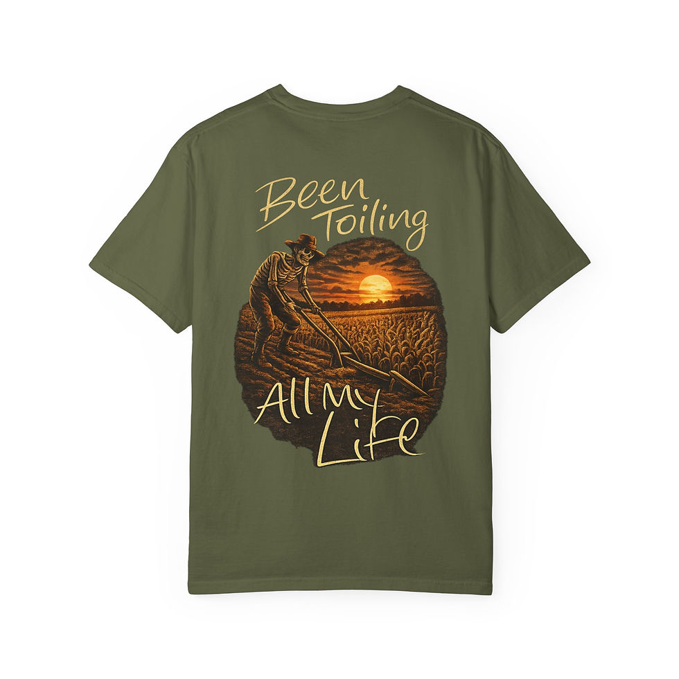 Thumbnail: Been Toiling All My Life T-Shirt | Vintage Farmer Plow Sunset Graphic