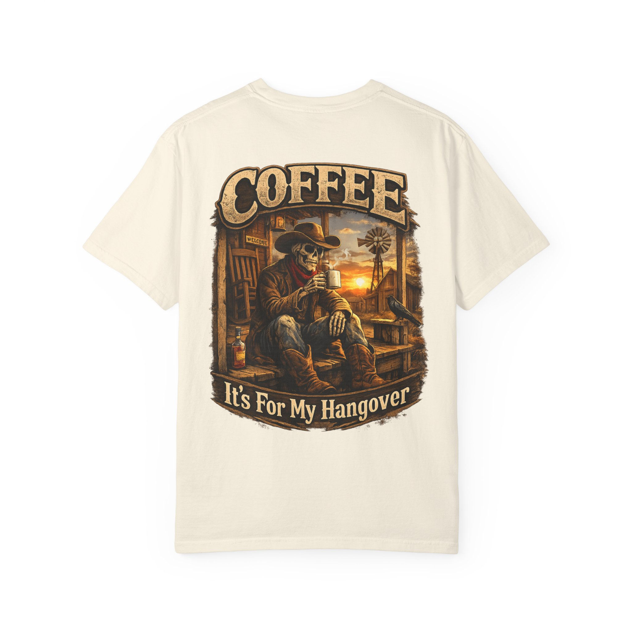 Coffee Skull Cowboy T-shirt | It's For My Hangover, Western Coffee Design