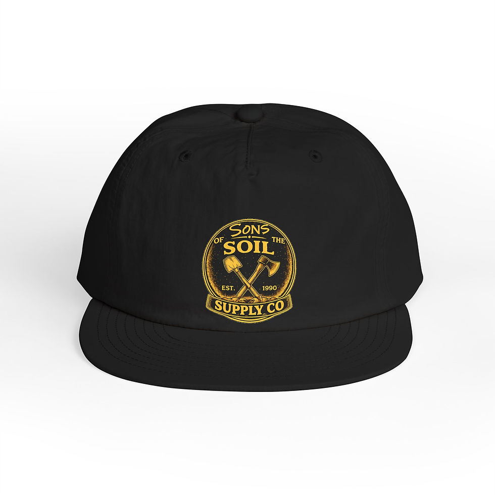 Thumbnail: Sons of Soil crossed shovels emblem Surf Cap | Vintage garden badge