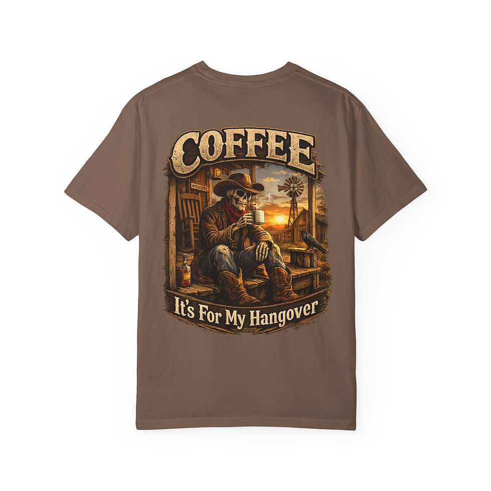 Thumbnail: Coffee Skull Cowboy T-shirt | It's For My Hangover, Western Coffee Design