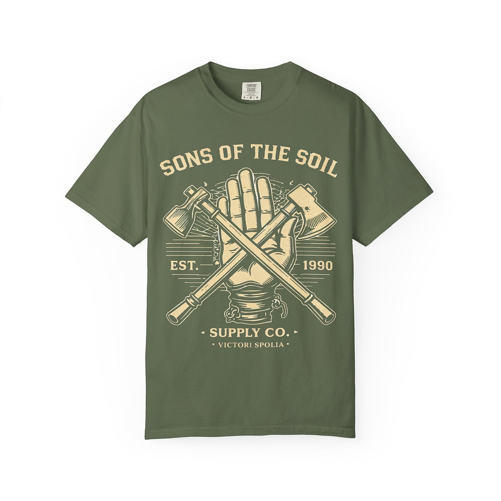 Thumbnail: Sons of the Soil logo T-shirt | Gardening Axe Hand Print Tee