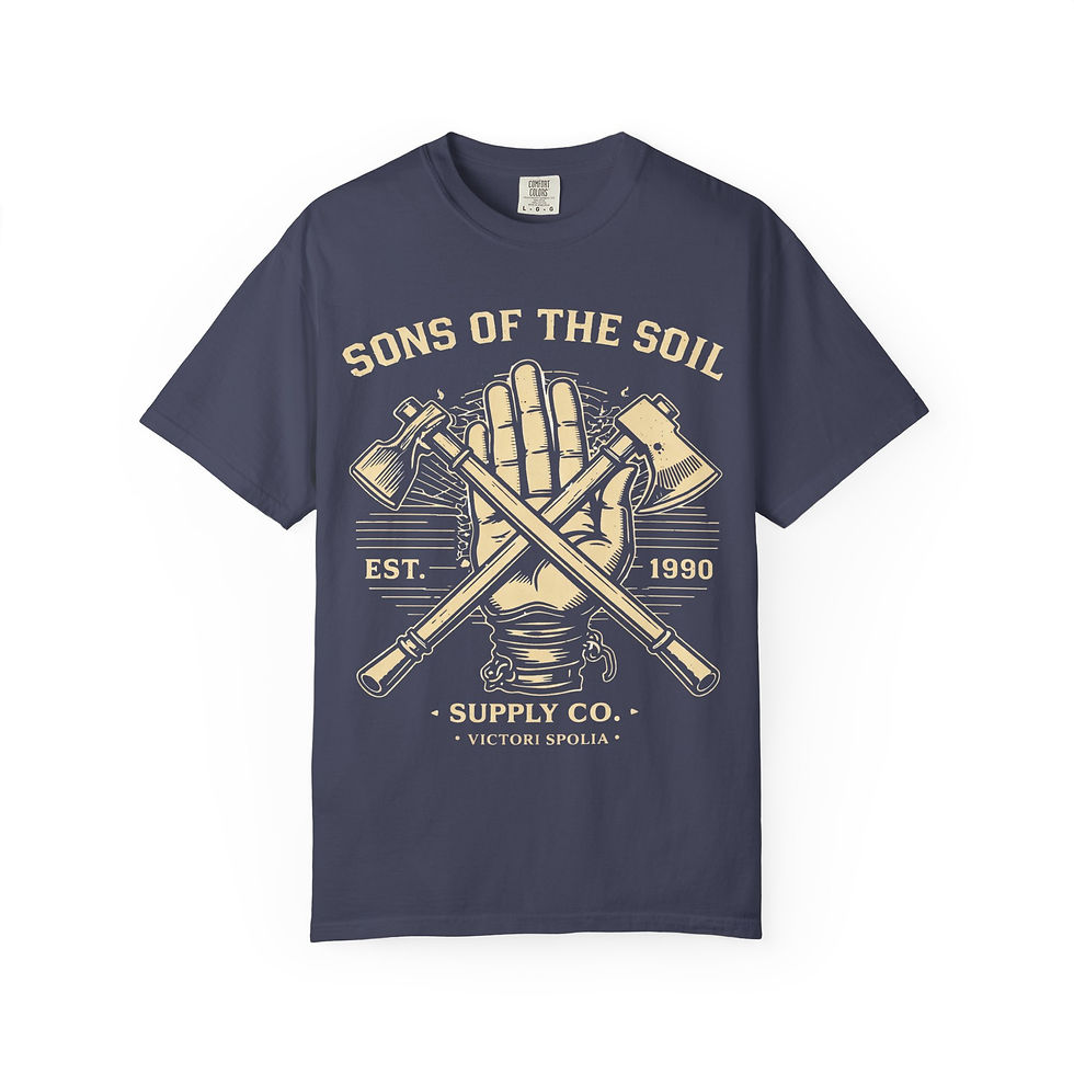 Thumbnail: Sons of the Soil logo T-shirt | Gardening Axe Hand Print Tee