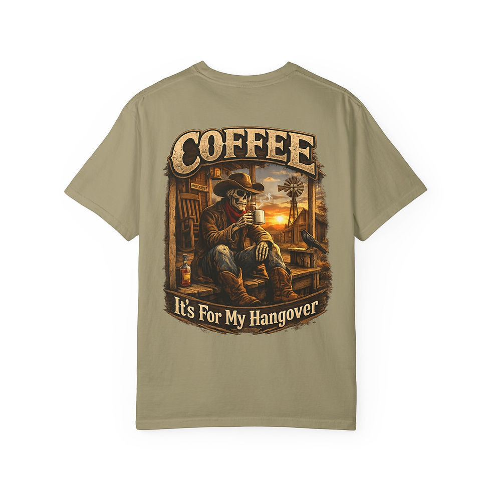 Thumbnail: Coffee Skull Cowboy T-shirt | It's For My Hangover, Western Coffee Design
