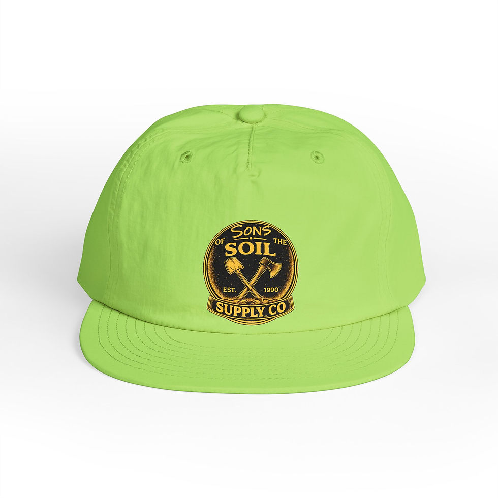 Thumbnail: Sons of Soil crossed shovels emblem Surf Cap | Vintage garden badge