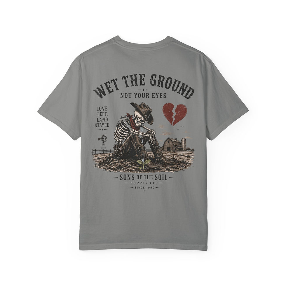 Thumbnail: Wet The Ground Graphic T-Shirt — Sons of the Soil Vintage Cowboy Farm Design