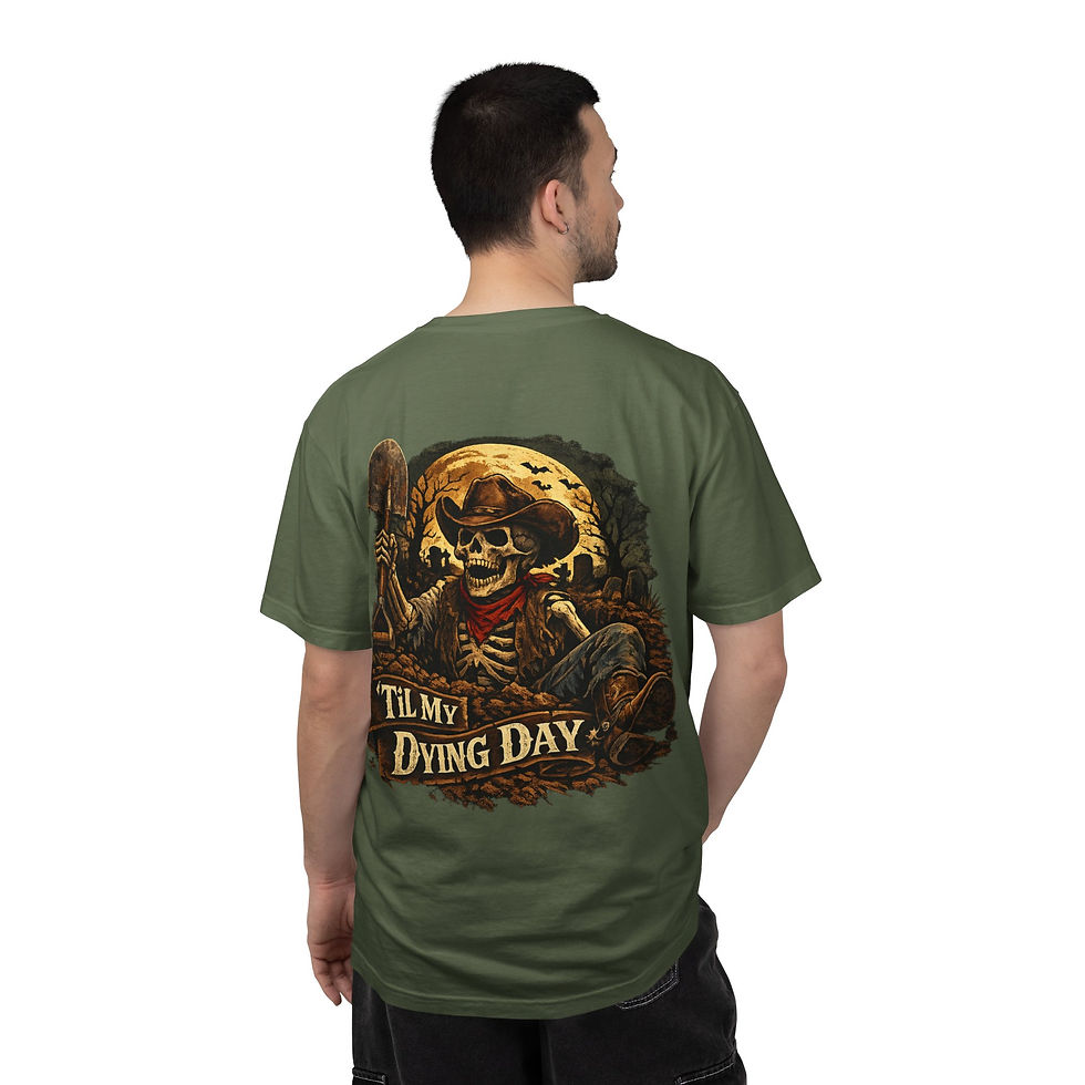 Thumbnail: Til My Dying Day T-Shirt — Skeleton Cowboy Graphic Tee