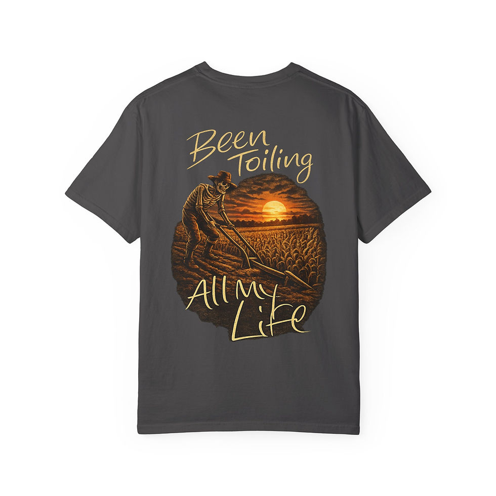 Thumbnail: Been Toiling All My Life T-Shirt | Vintage Farmer Plow Sunset Graphic
