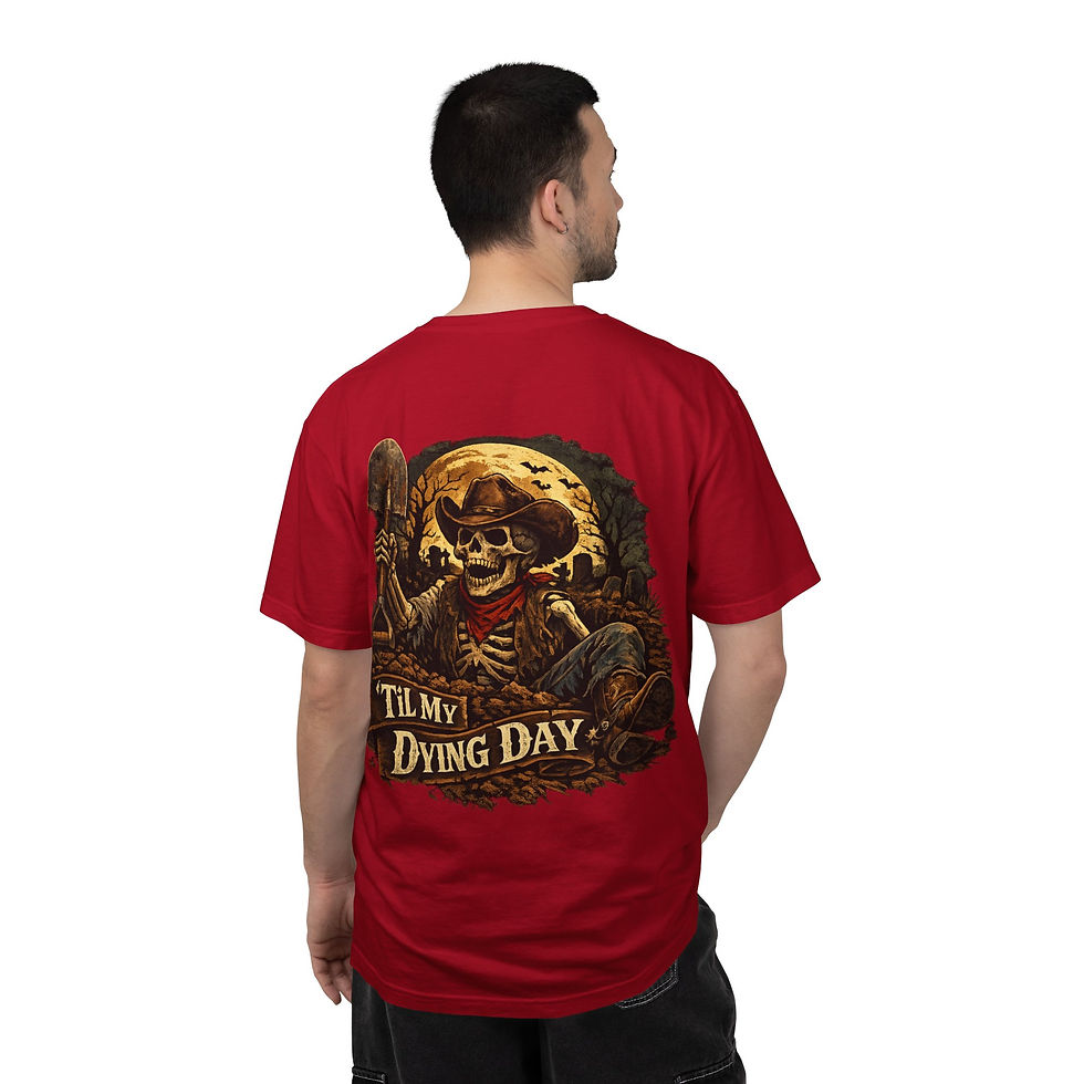 Thumbnail: Til My Dying Day T-Shirt — Skeleton Cowboy Graphic Tee