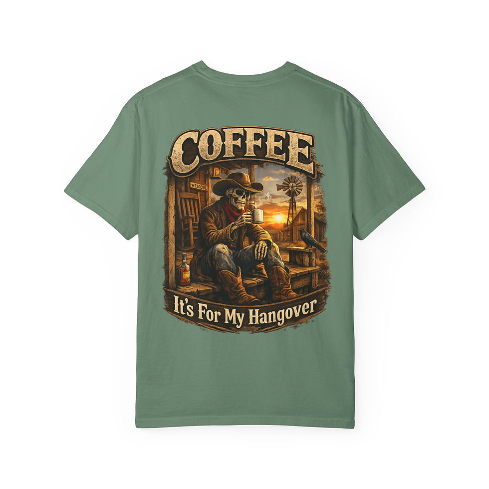 Thumbnail: Coffee Skull Cowboy T-shirt | It's For My Hangover, Western Coffee Design