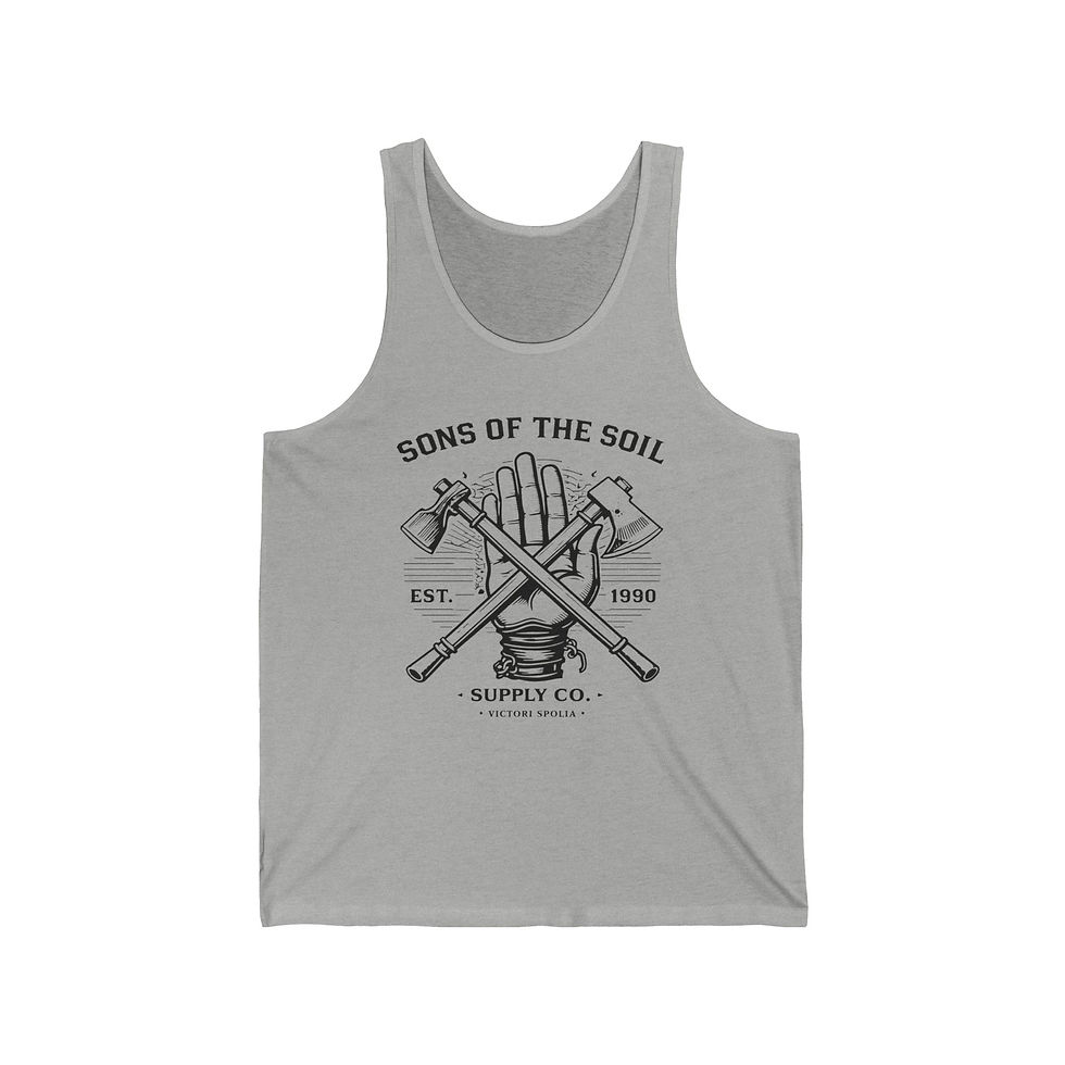Thumbnail: Sons of the Soil Tank Top — Vintage Gardening Tools Graphic Tank