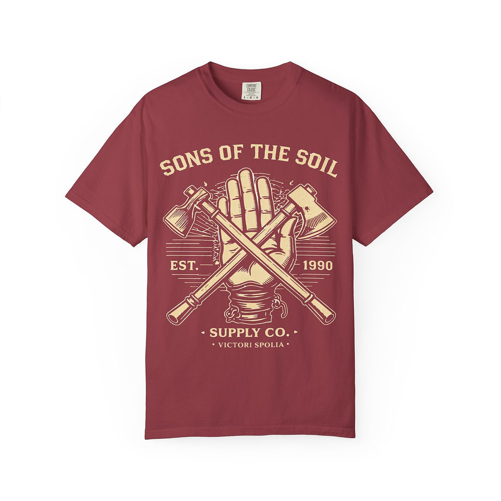 Thumbnail: Sons of the Soil logo T-shirt | Gardening Axe Hand Print Tee