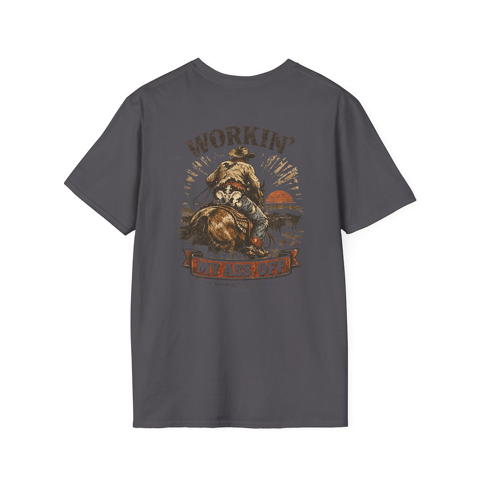 Thumbnail: Cowboy Graphic T-Shirt — "Workin' My Ass Off" Retro Western Tee