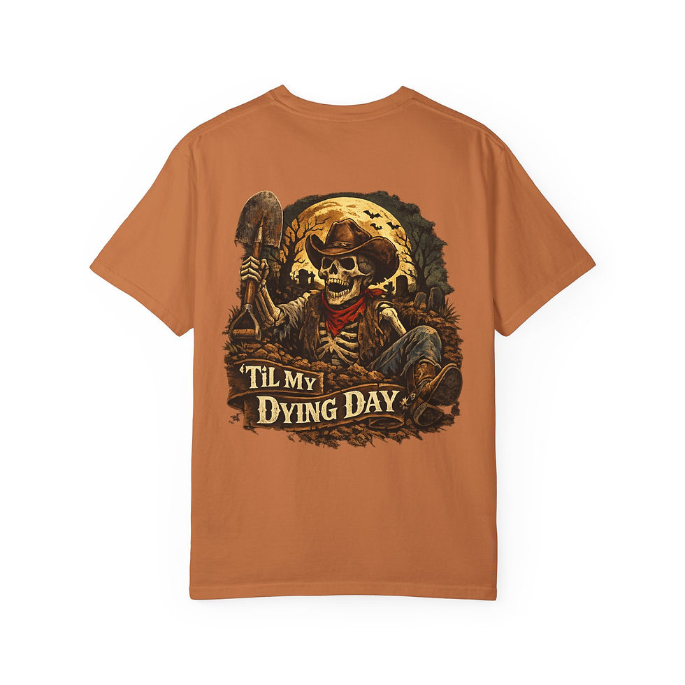 Thumbnail: Til My Dying Day T-Shirt — Skeleton Cowboy Graphic Tee