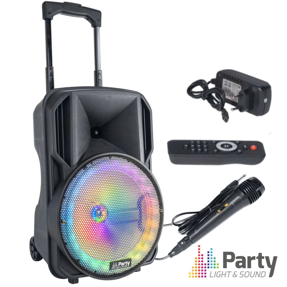 Coluna Amplificada 10" 400W USB/BT/SD/AUX/Bat Preta PARTY-10RGB