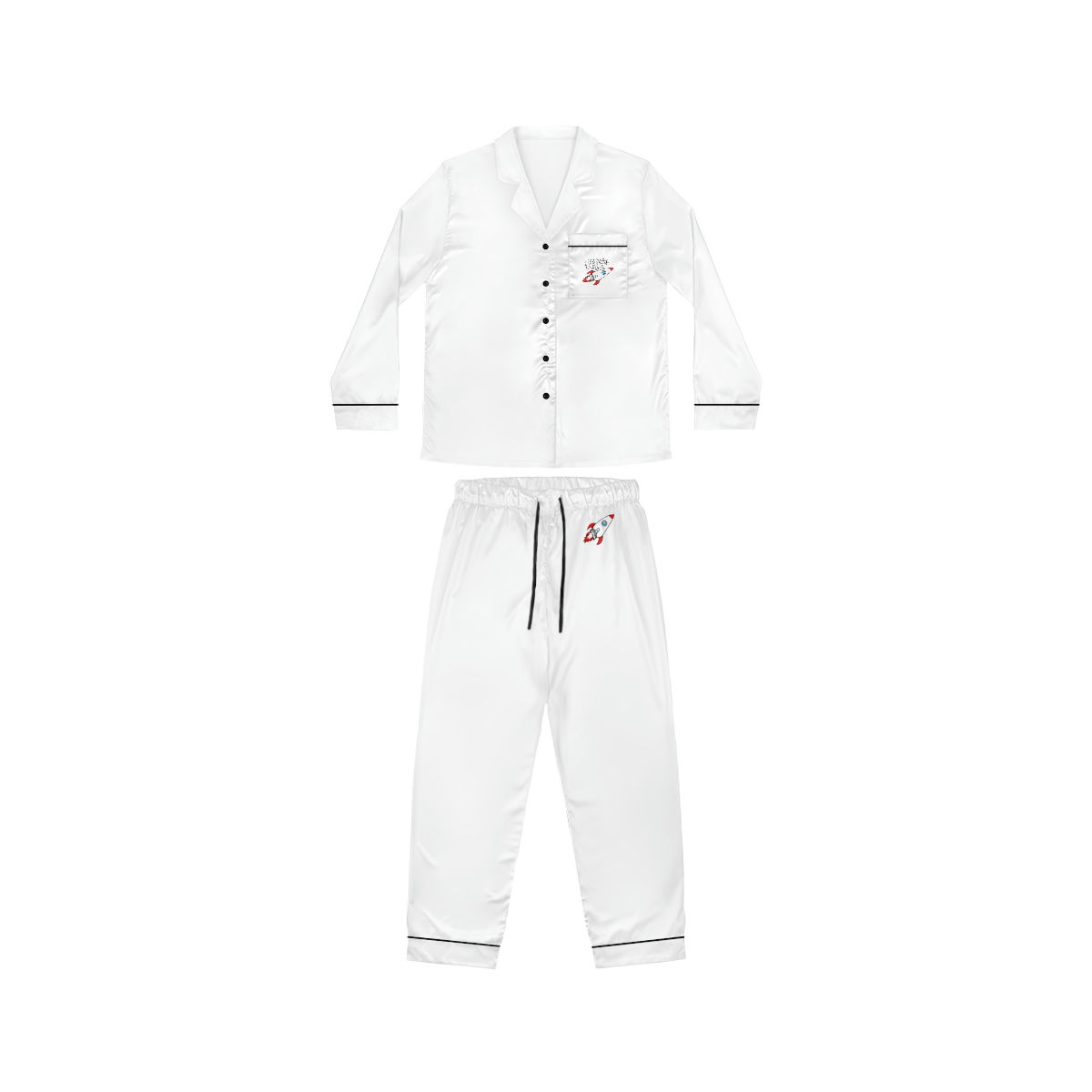 Never At Home Women's Satin Pajama Set (White)