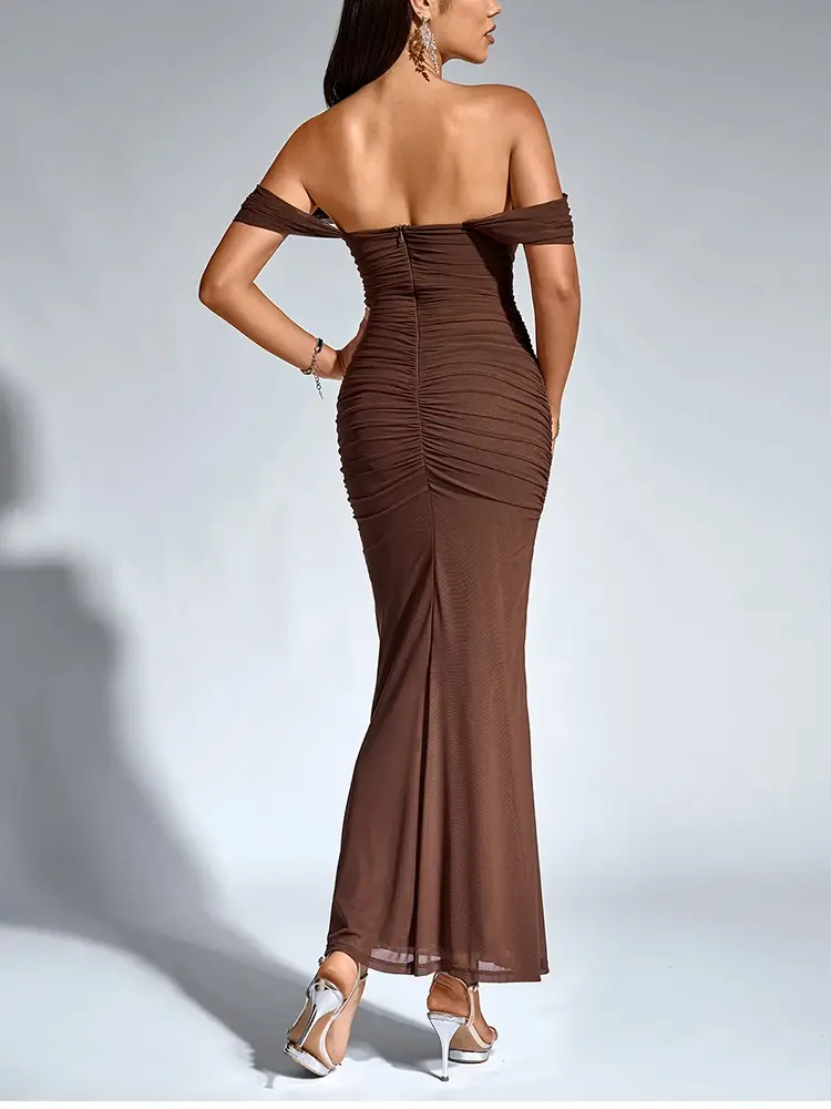 Thumbnail: Women's Off Shoulder Ruched Midi Dress