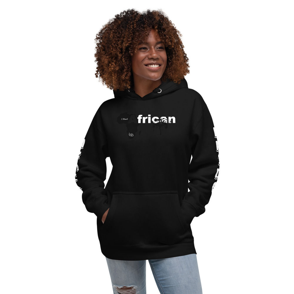 Lewdo: I Bleed African Unisex Hoodie (Black White) (FEMALE)