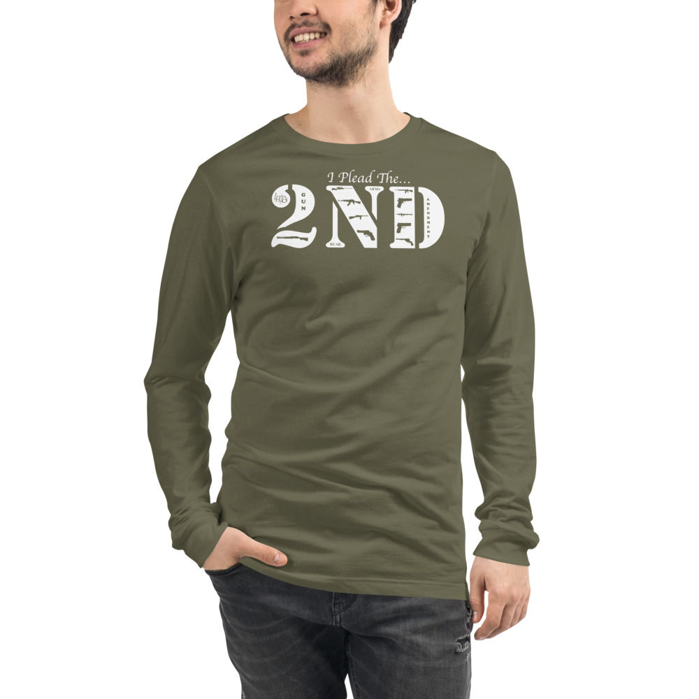 Lewdo: I Plead the 2ND Unisex Long Sleeve Tee (White) (Men)