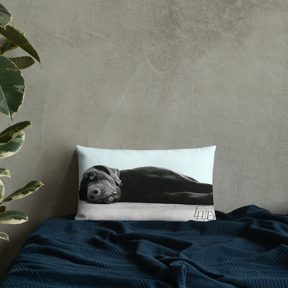 Thumbnail: Lewdo: Lying Dog Premium Pillow Blue