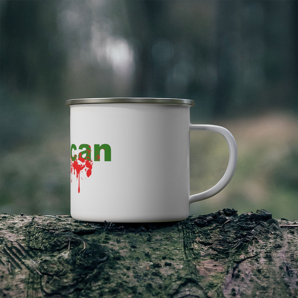 Thumbnail: Lewdo: I Bleed African (Enamel Campfire Mug)