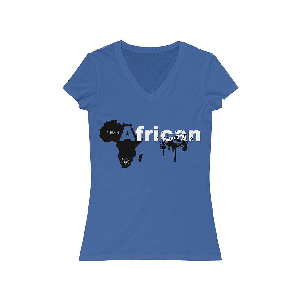 Thumbnail: Lewdo: I Bleed African (Black & White) (Women's Jersey Short Sleeve V-Neck Tee)