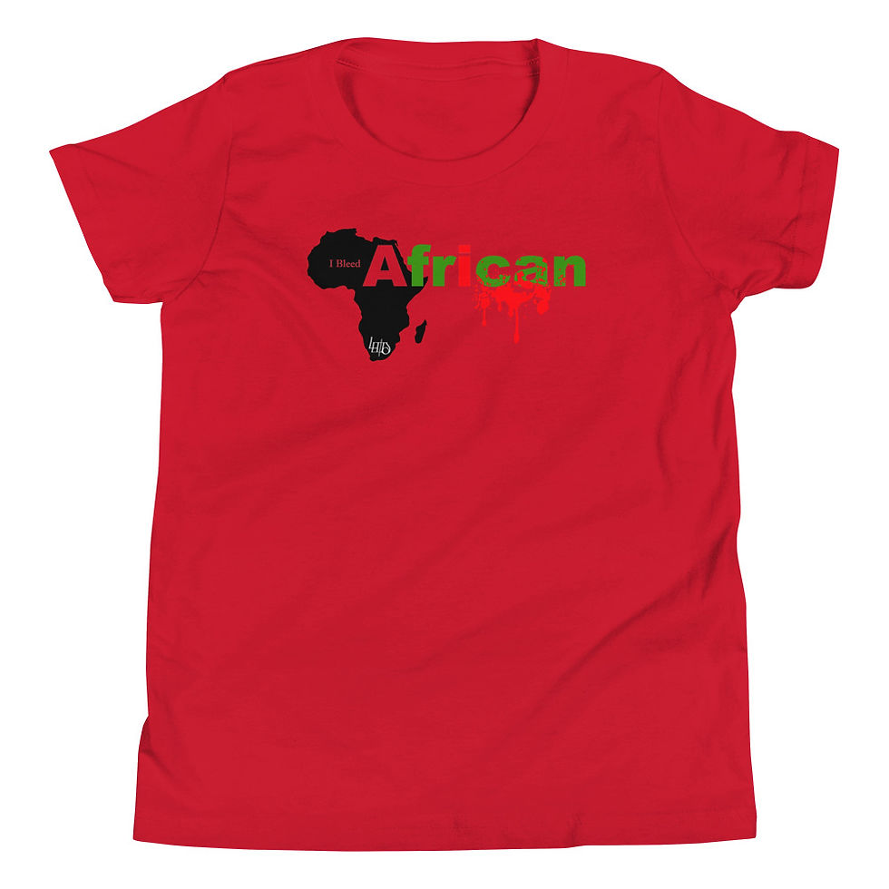 Thumbnail: Lewdo: I Bleed African Youth Short Sleeve T-Shirt (Red Black Green)