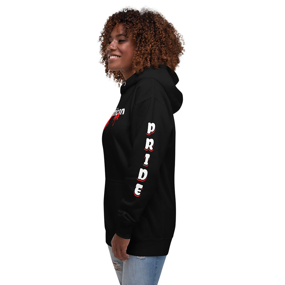 Thumbnail: Lewdo: I Bleed African Unisex Hoodie (Red White) (FEMALE)