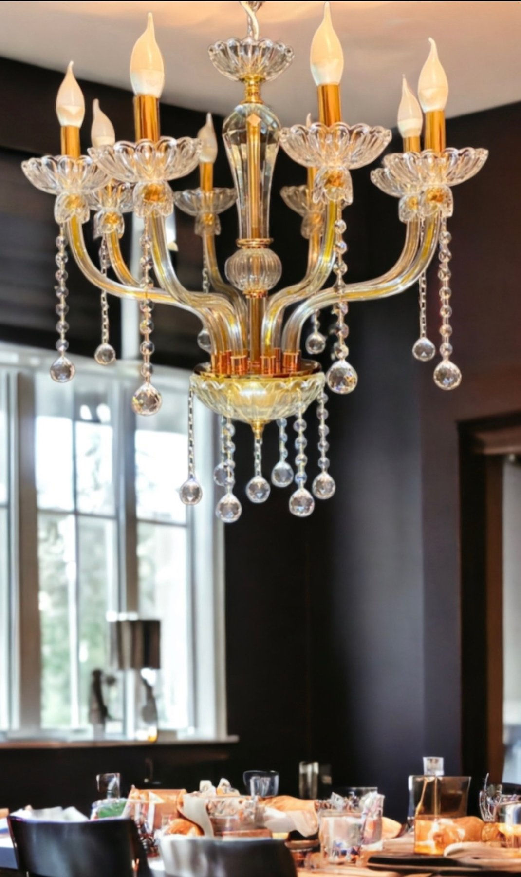 High Gold Chandelier 8 Lights