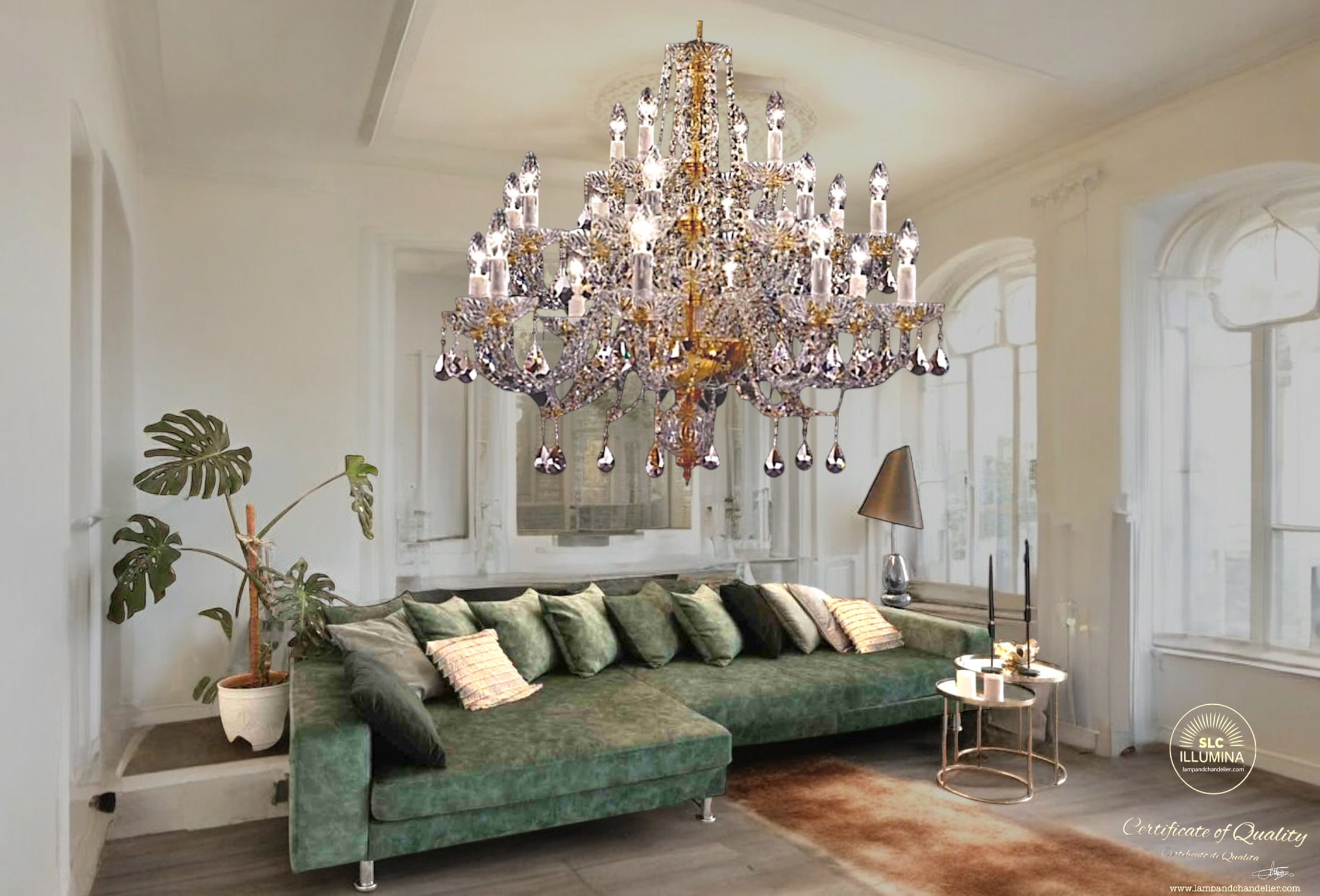 Lampadario cristallo MT Gokd 30 Luci