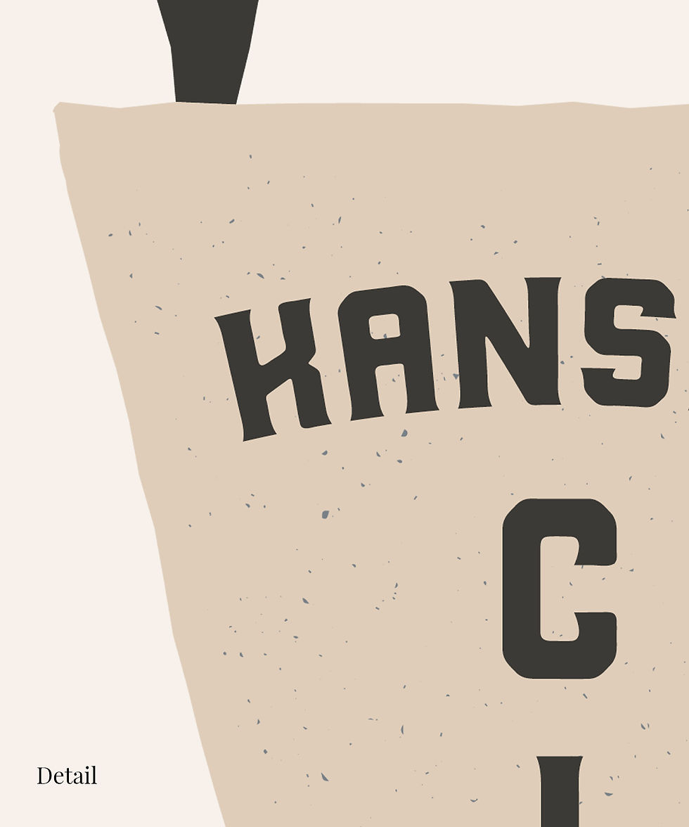 Thumbnail: Framed print of a vintage Kansas City poster. The print showcases a vintage-inspired pennant with Kansas City typed on it.