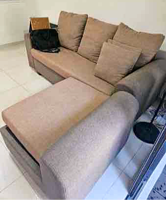 Sofa with Chaise Removed From A Home in Singapore by Junk Value Recycling