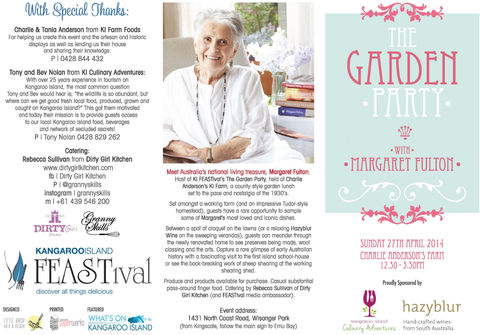 KI FEASTival, SA - Margaret Fulton event flyer - outer