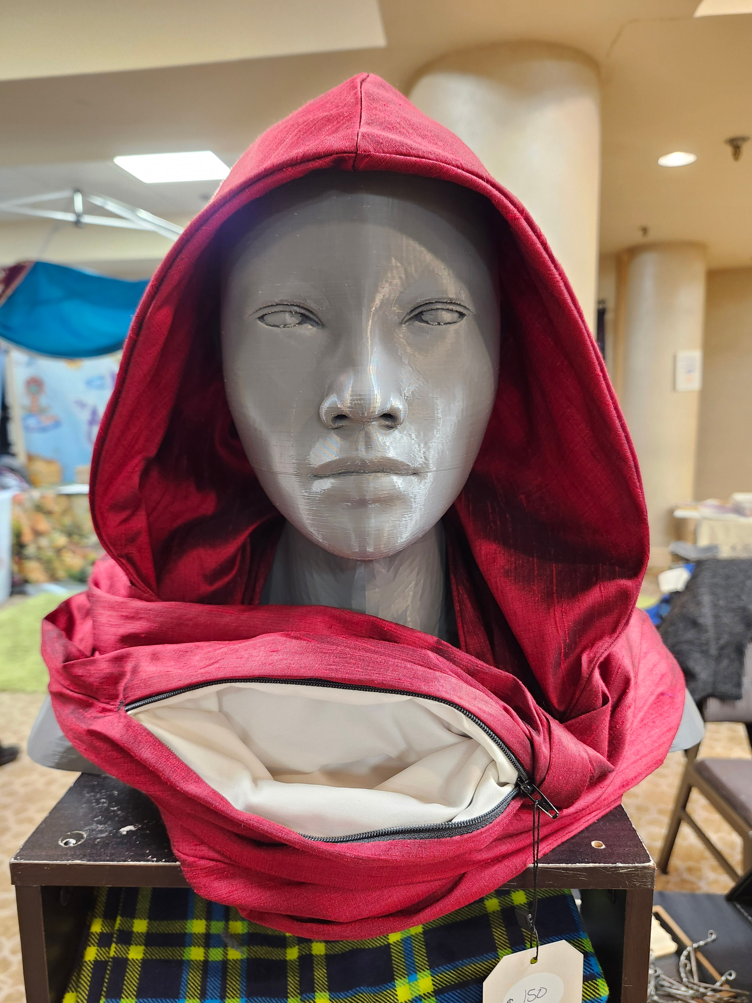 Crimson Hooded Silk Scarf